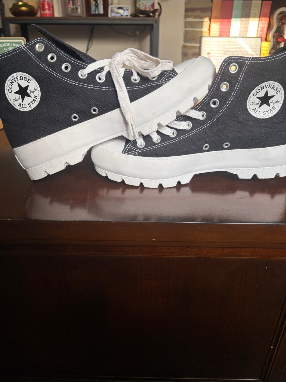 Converse Black and White Lug-Sole High-Top Sneakers